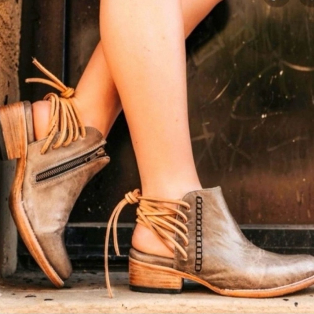 Freebird Tan Ankle Booties with Rustic Charm